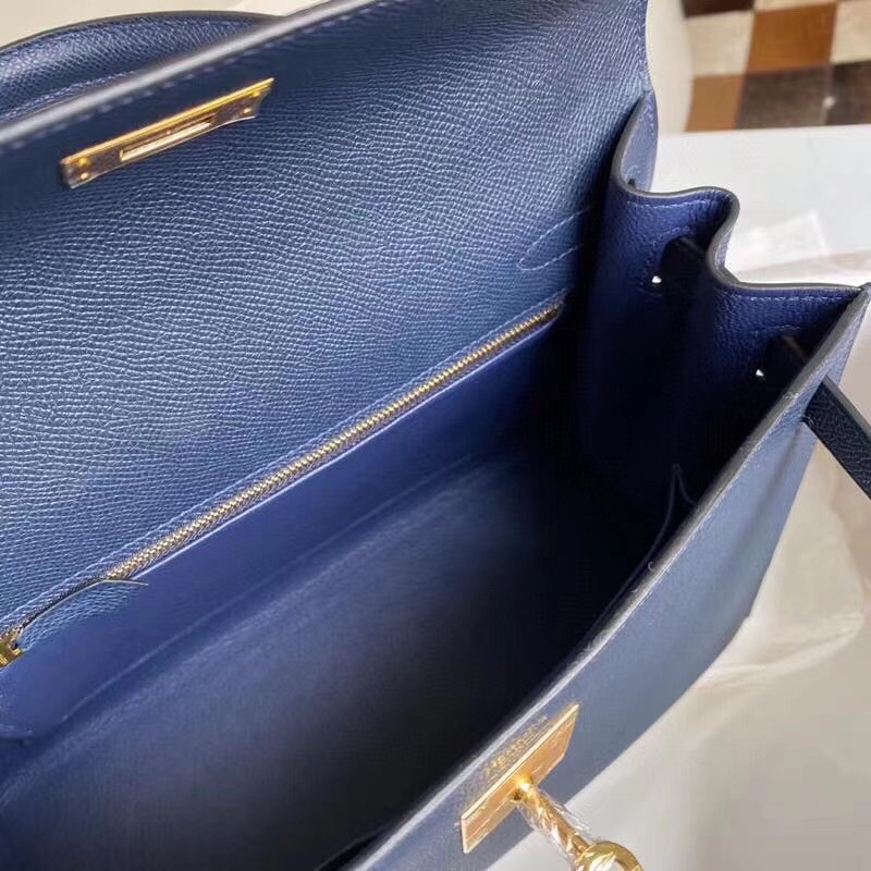 Hermes Kelly 28cm Handbag Shoulder Bag in Deep Blue Epsom Leather